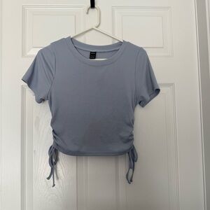 SHEIN Soft Blue Ribbed Crop Top with Side Ties